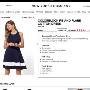 Navy color block Cotton Fit and flare dress